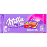 Milka Chocolate Raspberry Creme Bar Alpine Milk (100g) : Switzerland